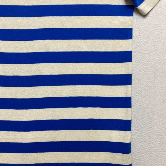 SEZANE Dress Womens XL Blue Cream EMY Stripes Button Shoulder Maxi - Picture 6 of 15